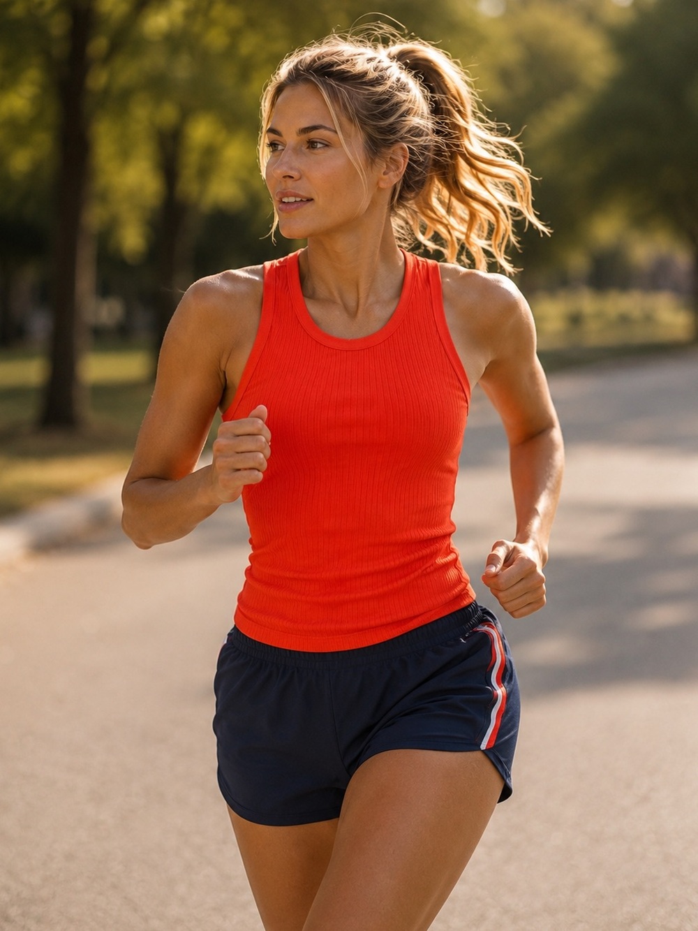 Athleta Essence Rib Tank Top Small Red Orange Seamless Activewear Workout Top